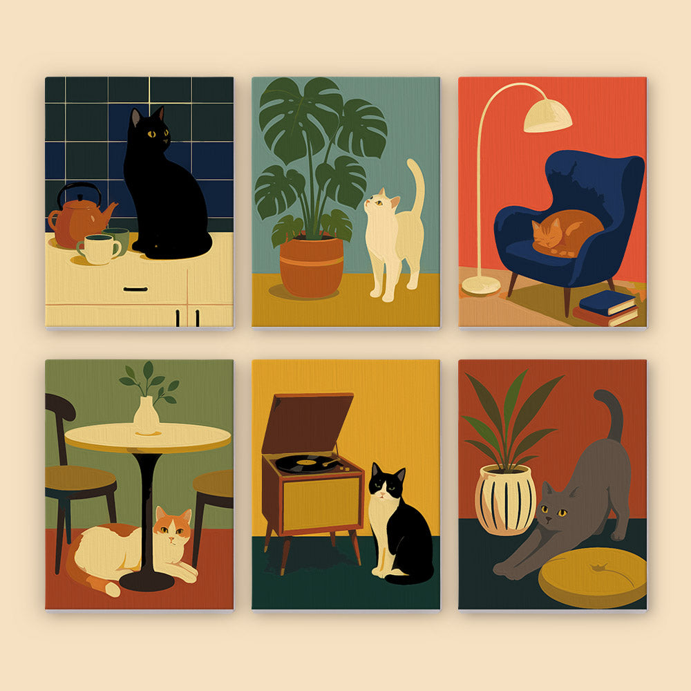 Mid Century Cats at Home mini paint by numbers – image 8