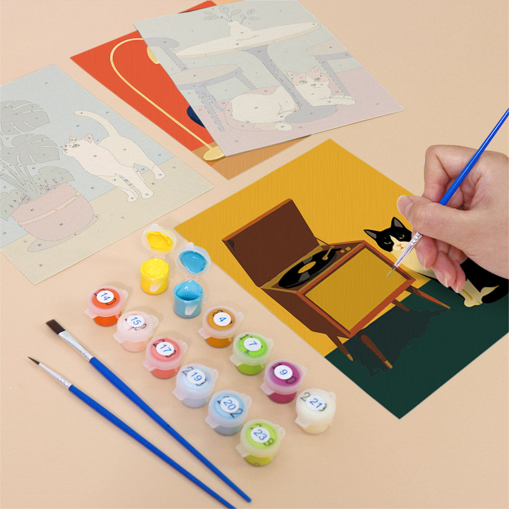 Mid Century Cats at Home mini paint by numbers – image 12