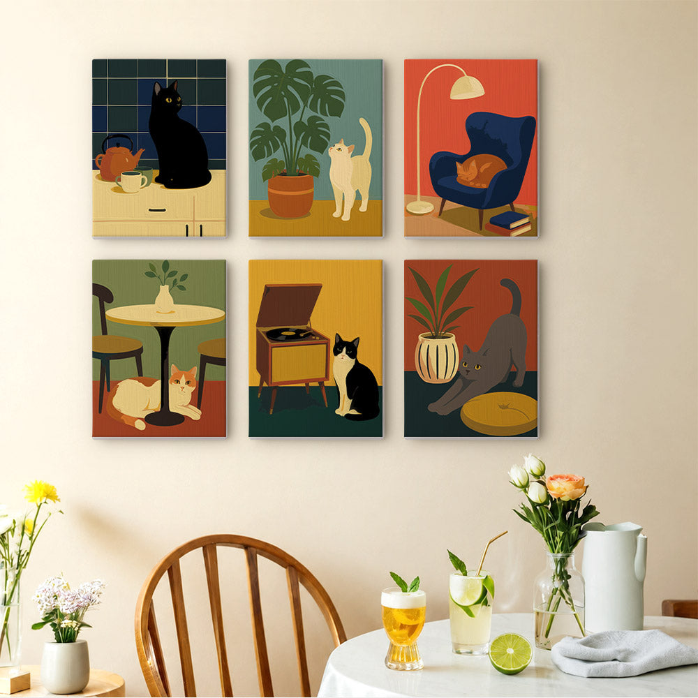 Mid Century Cats at Home mini paint by numbers – image 14