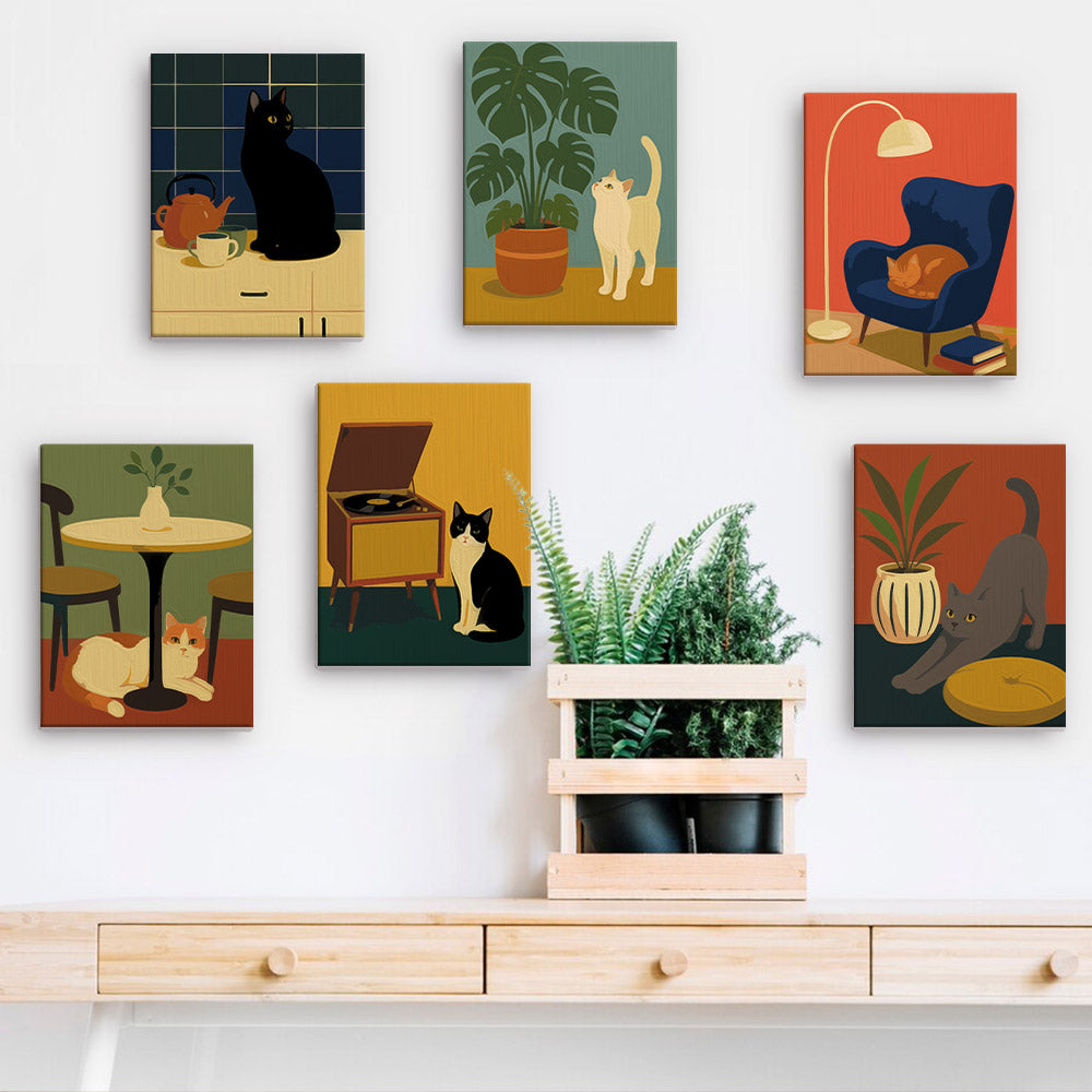 Mid Century Cats at Home mini paint by numbers – image 15