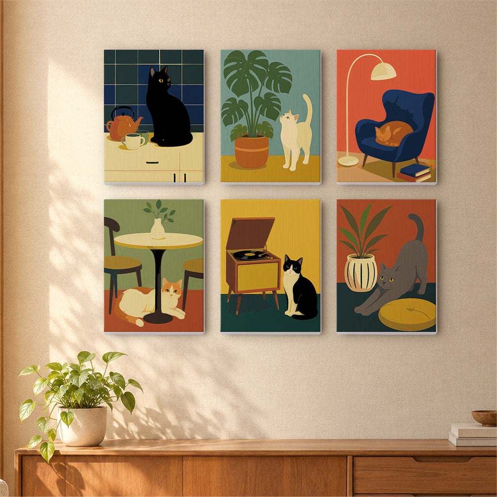 Mid Century Cats at Home mini paint by numbers – image 16