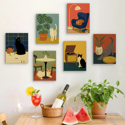 Mid Century Cats at Home mini paint by numbers – image 17