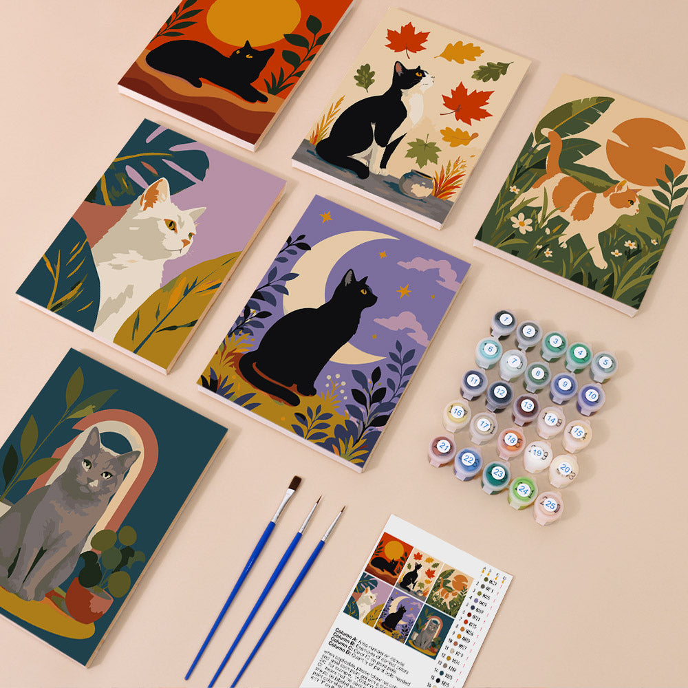Decorative Cat Portraits mini paint by numbers – image 1