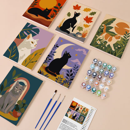 Decorative Cat Portraits mini paint by numbers – image 1