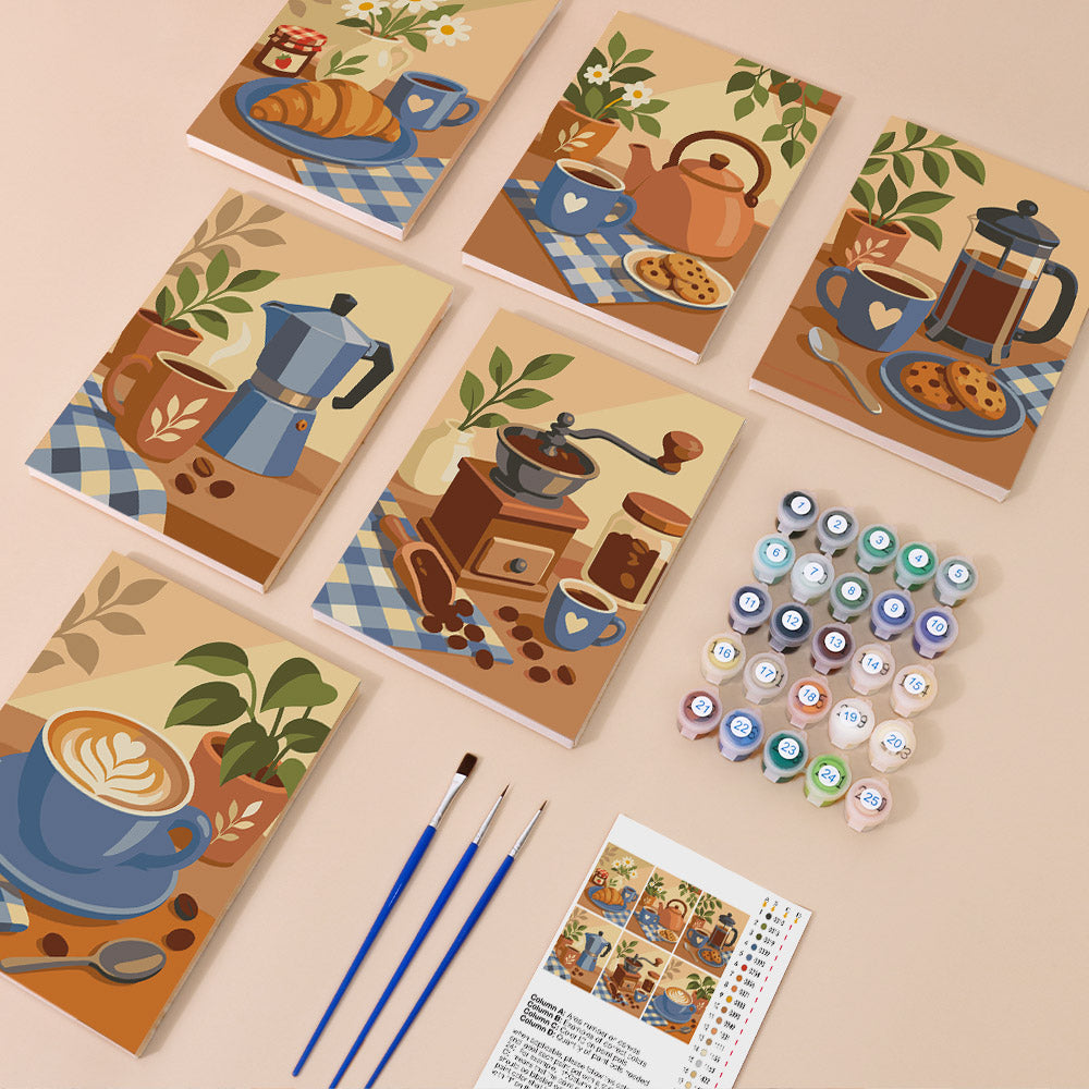 Gingham Table Coffee Mornings mini paint by numbers – image 1