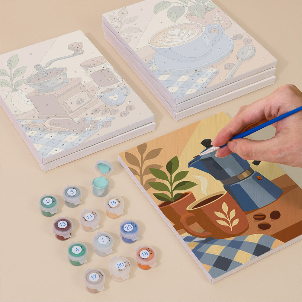 Gingham Table Coffee Mornings mini paint by numbers – image 4