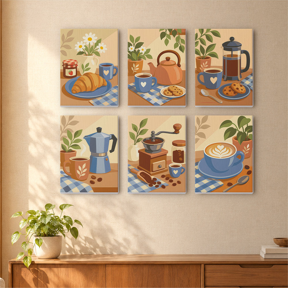 Gingham Table Coffee Mornings mini paint by numbers – image 16