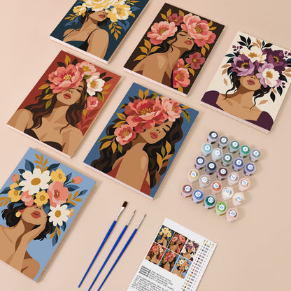 Faces Hidden in Peonies mini paint by numbers – image 1