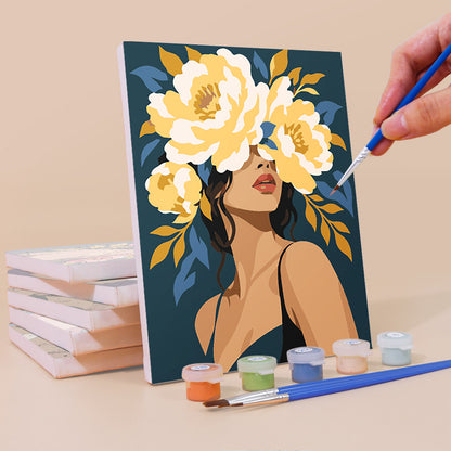 Faces Hidden in Peonies mini paint by numbers – image 3