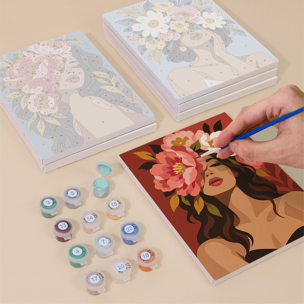 Faces Hidden in Peonies mini paint by numbers – image 4