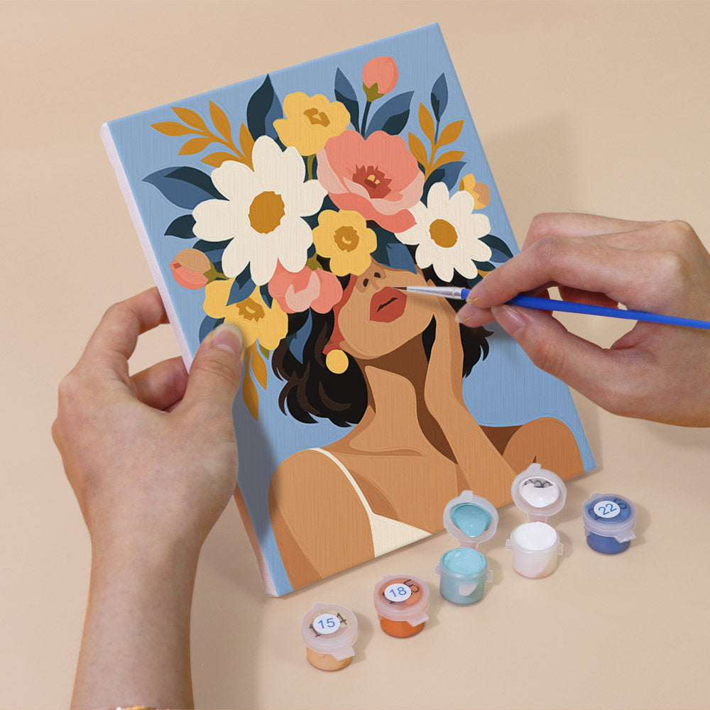 Faces Hidden in Peonies mini paint by numbers – image 5