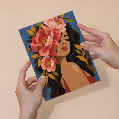 Faces Hidden in Peonies mini paint by numbers – image 6