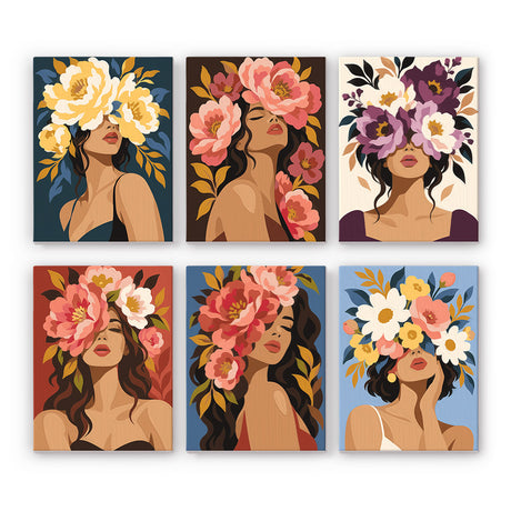 Glamorous Floral Crown Portraits mini paint by numbers – image 7