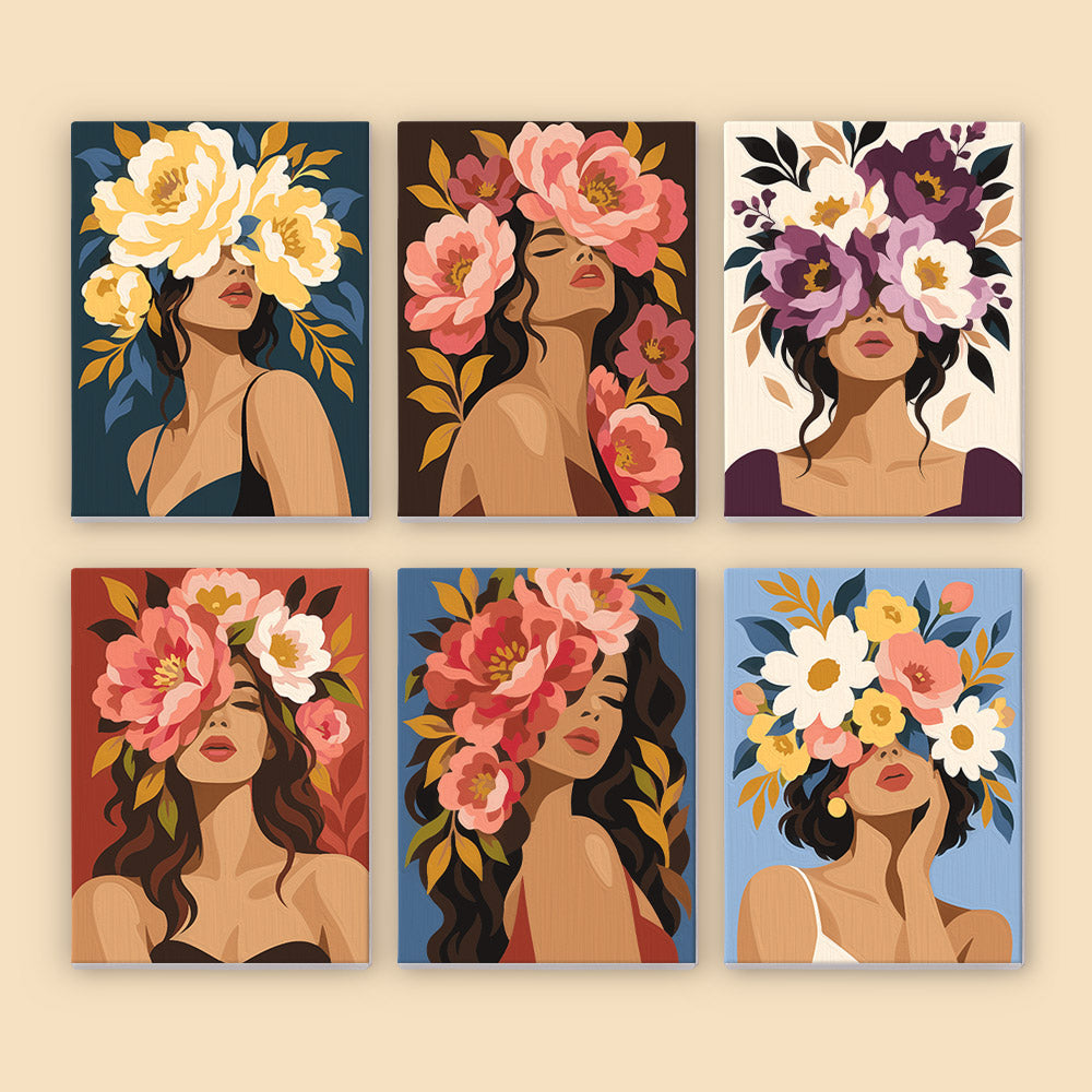 Faces Hidden in Peonies mini paint by numbers – image 8