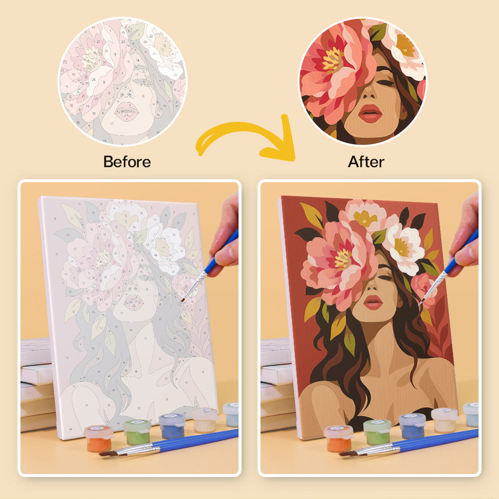 Faces Hidden in Peonies mini paint by numbers – image 10