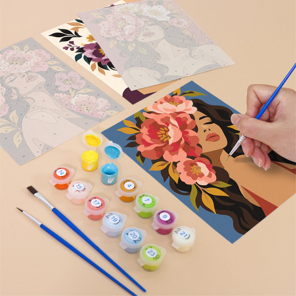 Faces Hidden in Peonies mini paint by numbers – image 12