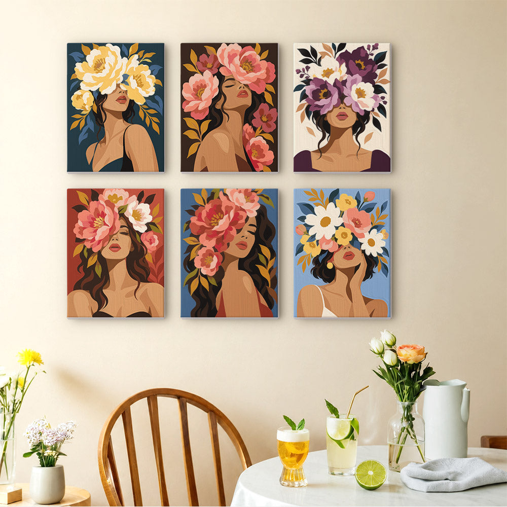 Faces Hidden in Peonies mini paint by numbers – image 14