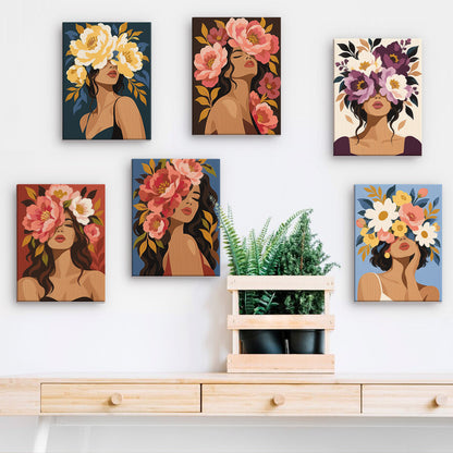 Faces Hidden in Peonies mini paint by numbers – image 15