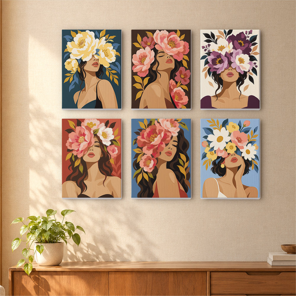 Faces Hidden in Peonies mini paint by numbers – image 16