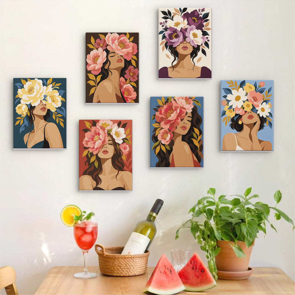 Faces Hidden in Peonies mini paint by numbers – image 17