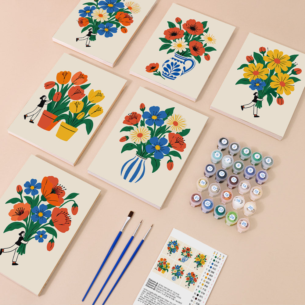 Little People with Big Bouquets mini paint by numbers – image 1