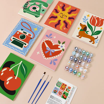 Cheerful Retro Icons mini paint by numbers – image 1