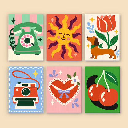 Cheerful Retro Icons mini paint by numbers – image 8