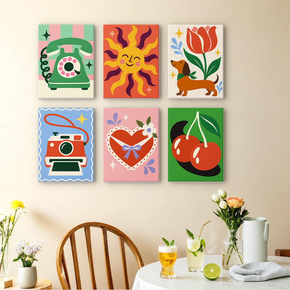 Cheerful Retro Icons mini paint by numbers – image 14
