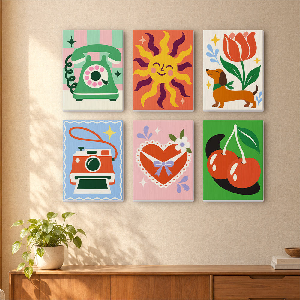 Cheerful Retro Icons mini paint by numbers – image 16