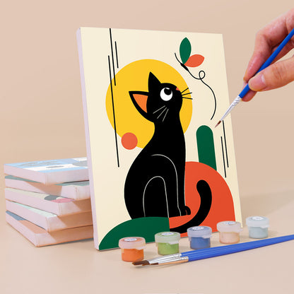 Modern Geometric Black Cats mini paint by numbers – image 3