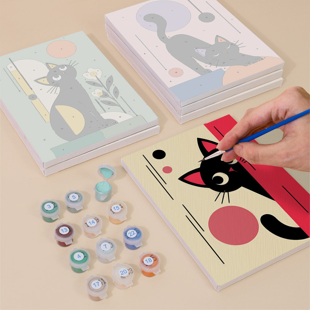 Modern Geometric Black Cats mini paint by numbers – image 4