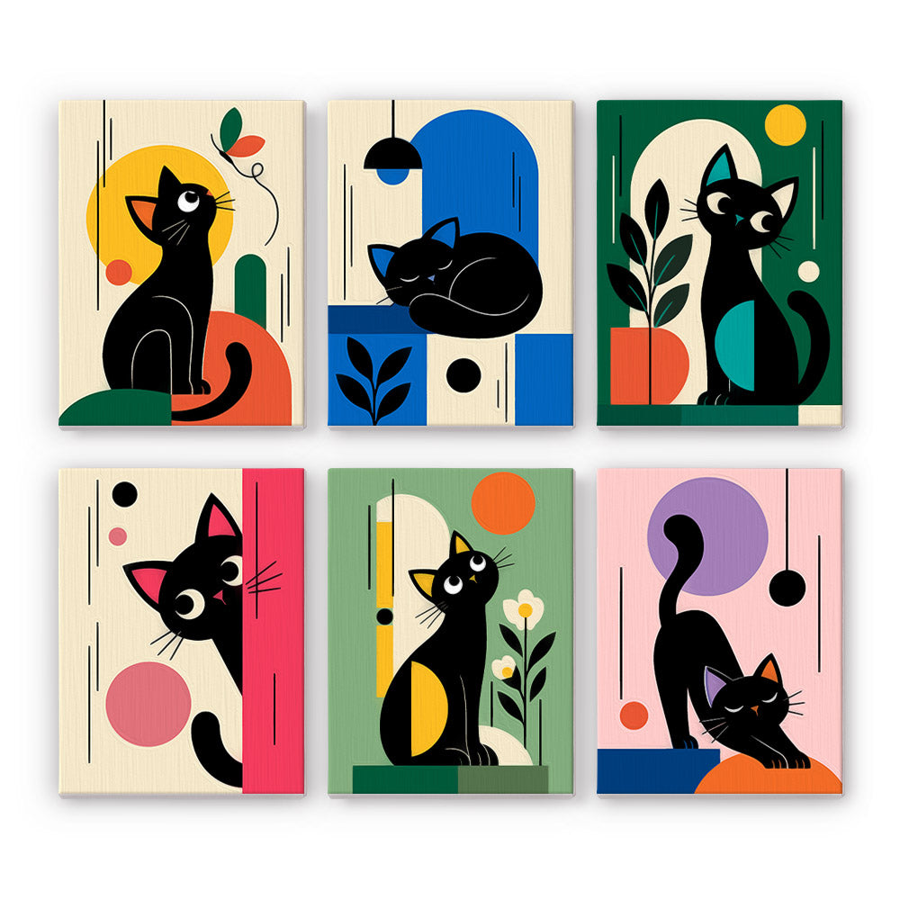 Modern Geometric Black Cats mini paint by numbers – image 7