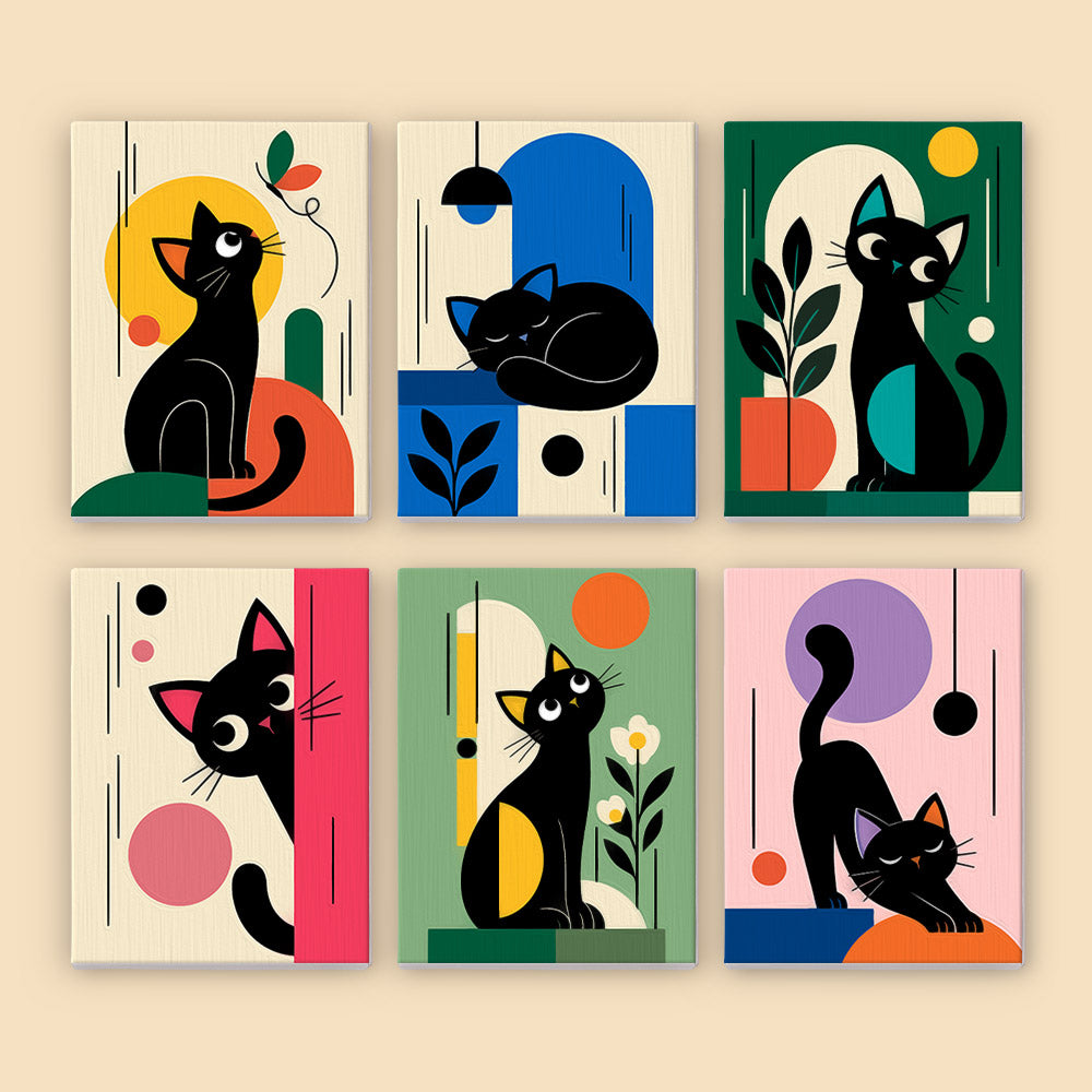 Modern Geometric Black Cats mini paint by numbers – image 8