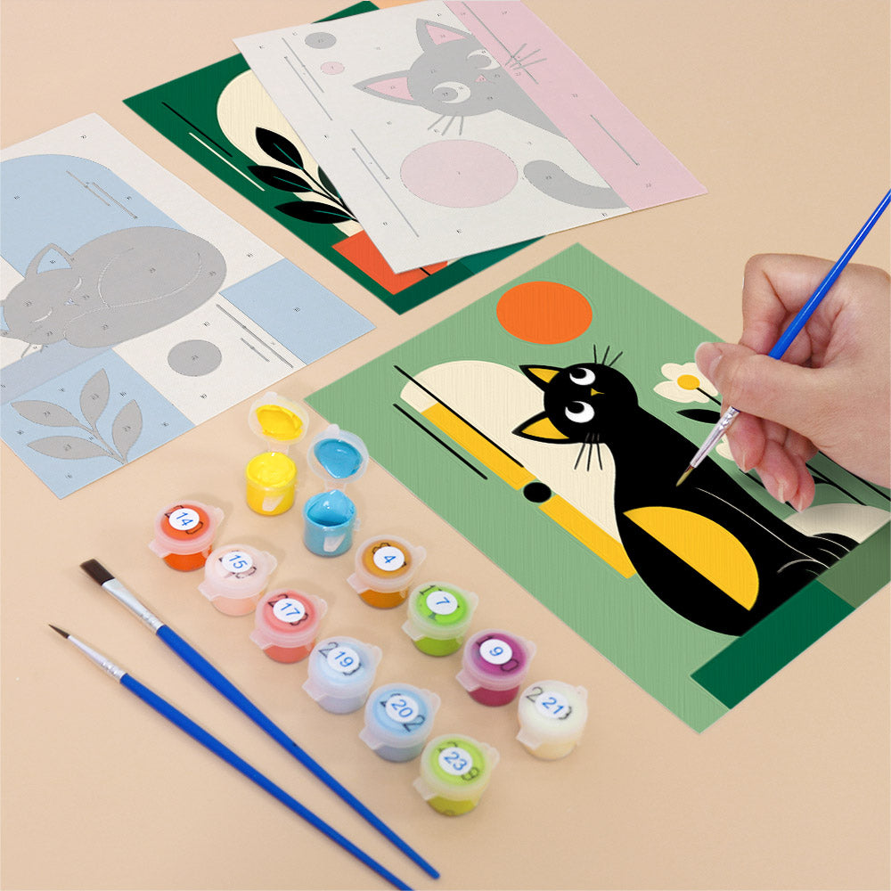 Modern Geometric Black Cats mini paint by numbers – image 12