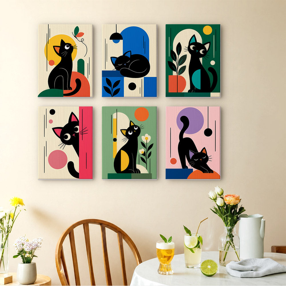 Modern Geometric Black Cats mini paint by numbers – image 14