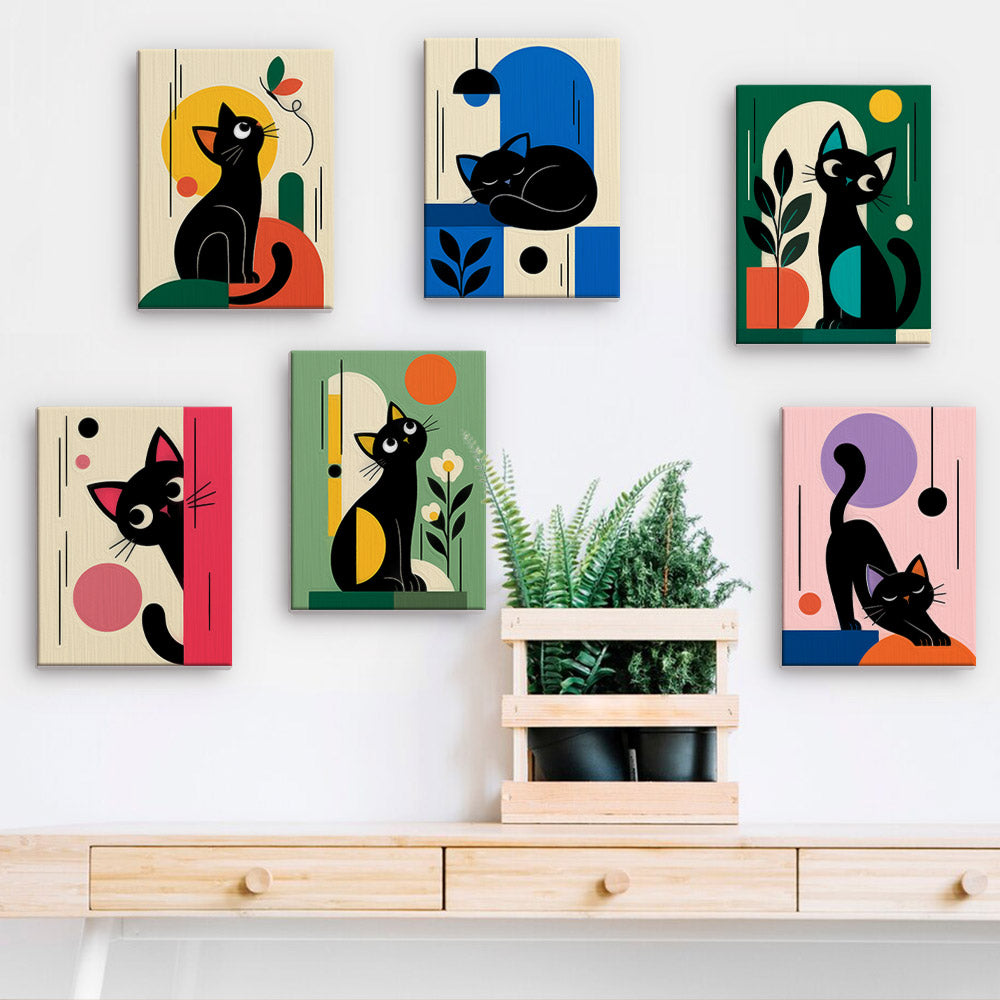 Modern Geometric Black Cats mini paint by numbers – image 15