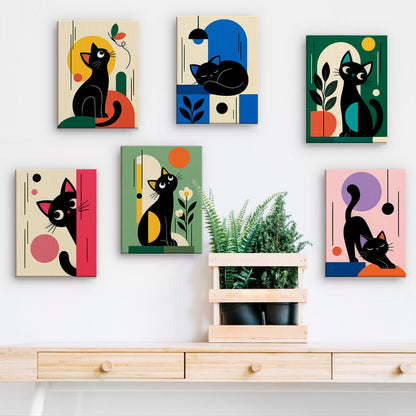 Modern Geometric Black Cats mini paint by numbers – image 15