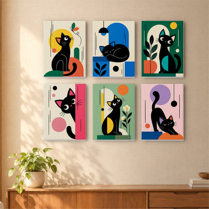 Modern Geometric Black Cats mini paint by numbers – image 16