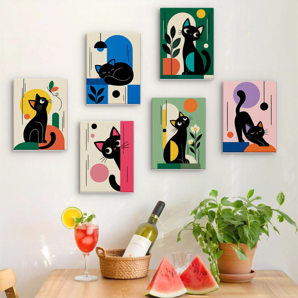Modern Geometric Black Cats mini paint by numbers – image 17