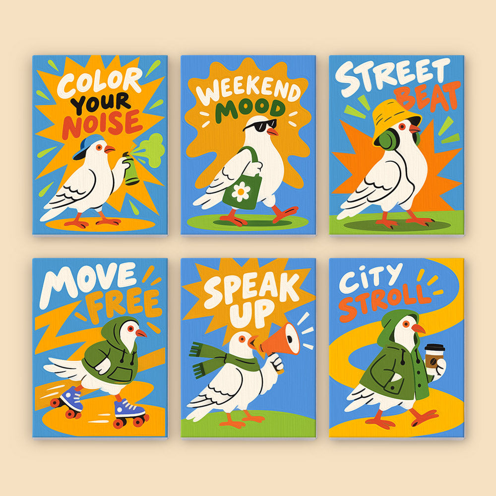 Streetwise Pigeons in Hoodies mini paint by numbers – image 8