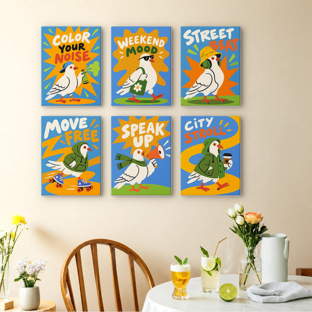 Streetwise Pigeons in Hoodies mini paint by numbers – image 14