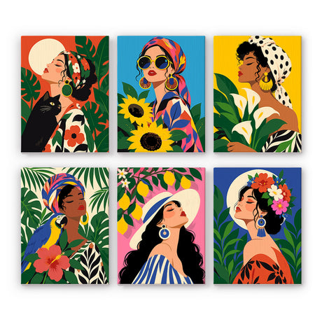 Vibrant Tropical Women mini paint by numbers – image 7