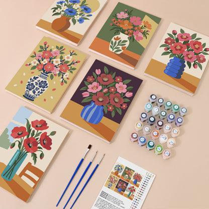 Cornflower and Poppy Vases mini paint by numbers – image 1