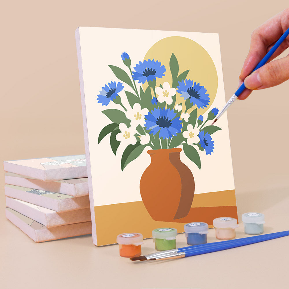 Cornflower and Poppy Vases mini paint by numbers – image 3