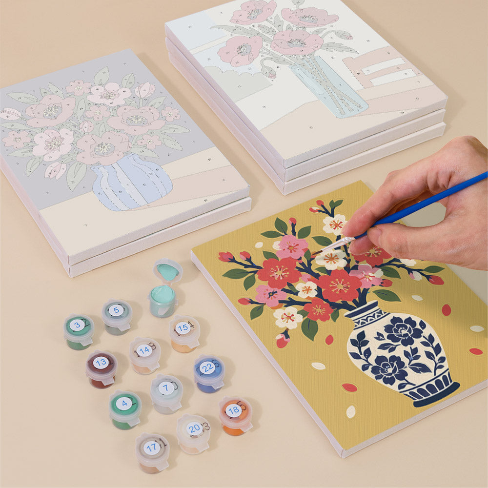 Cornflower and Poppy Vases mini paint by numbers – image 4