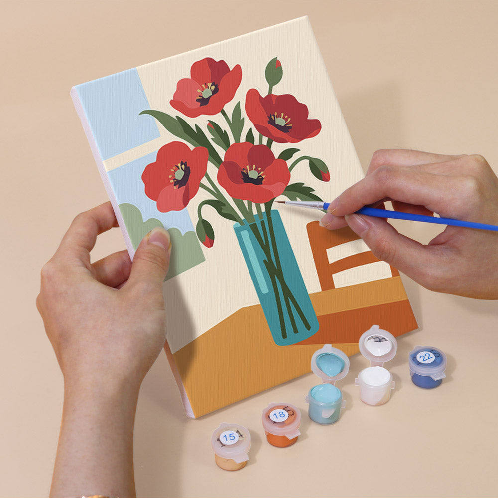 Cornflower and Poppy Vases mini paint by numbers – image 5