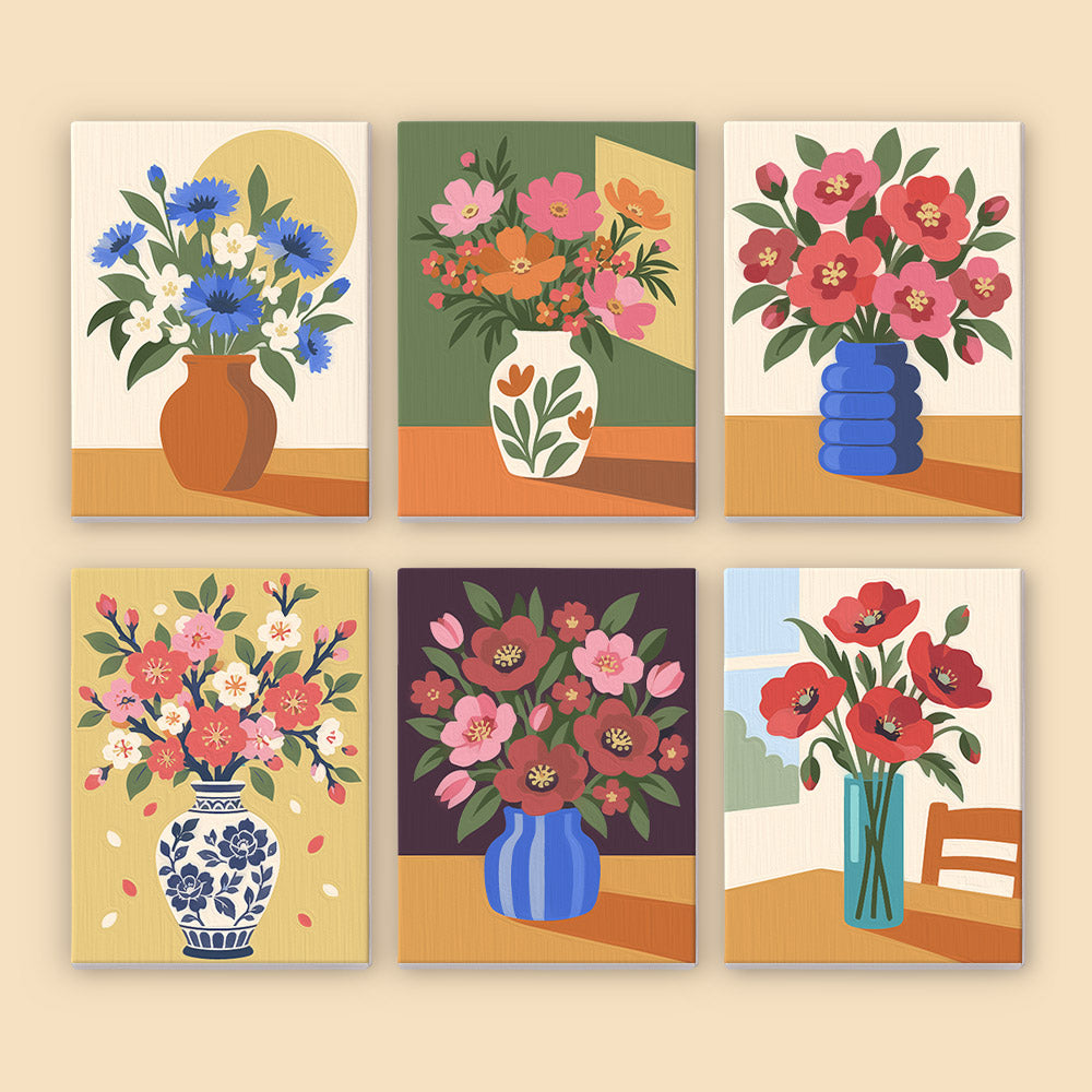 Cornflower and Poppy Vases mini paint by numbers – image 8