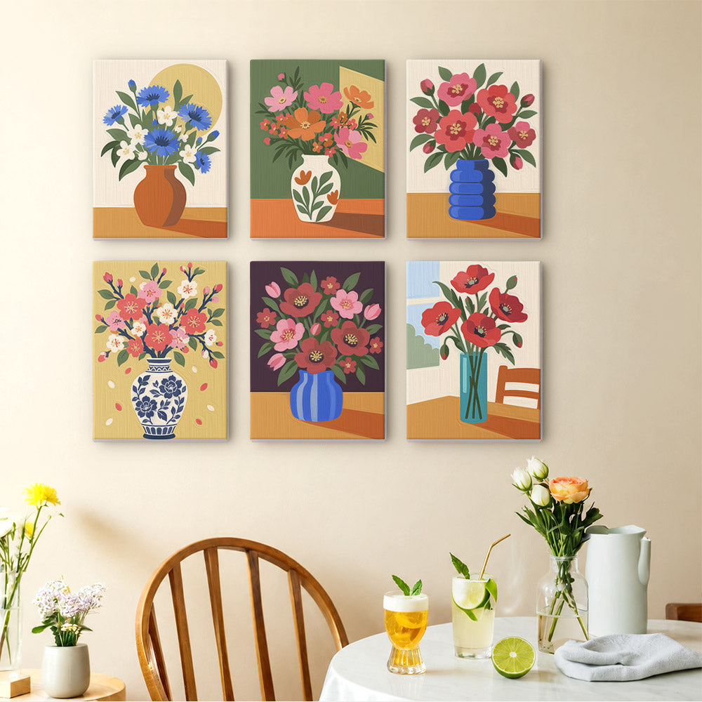 Cornflower and Poppy Vases mini paint by numbers – image 14