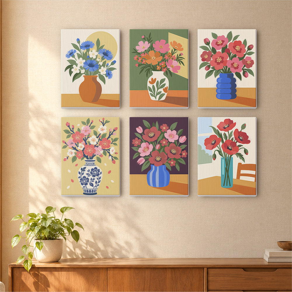 Cornflower and Poppy Vases mini paint by numbers – image 16