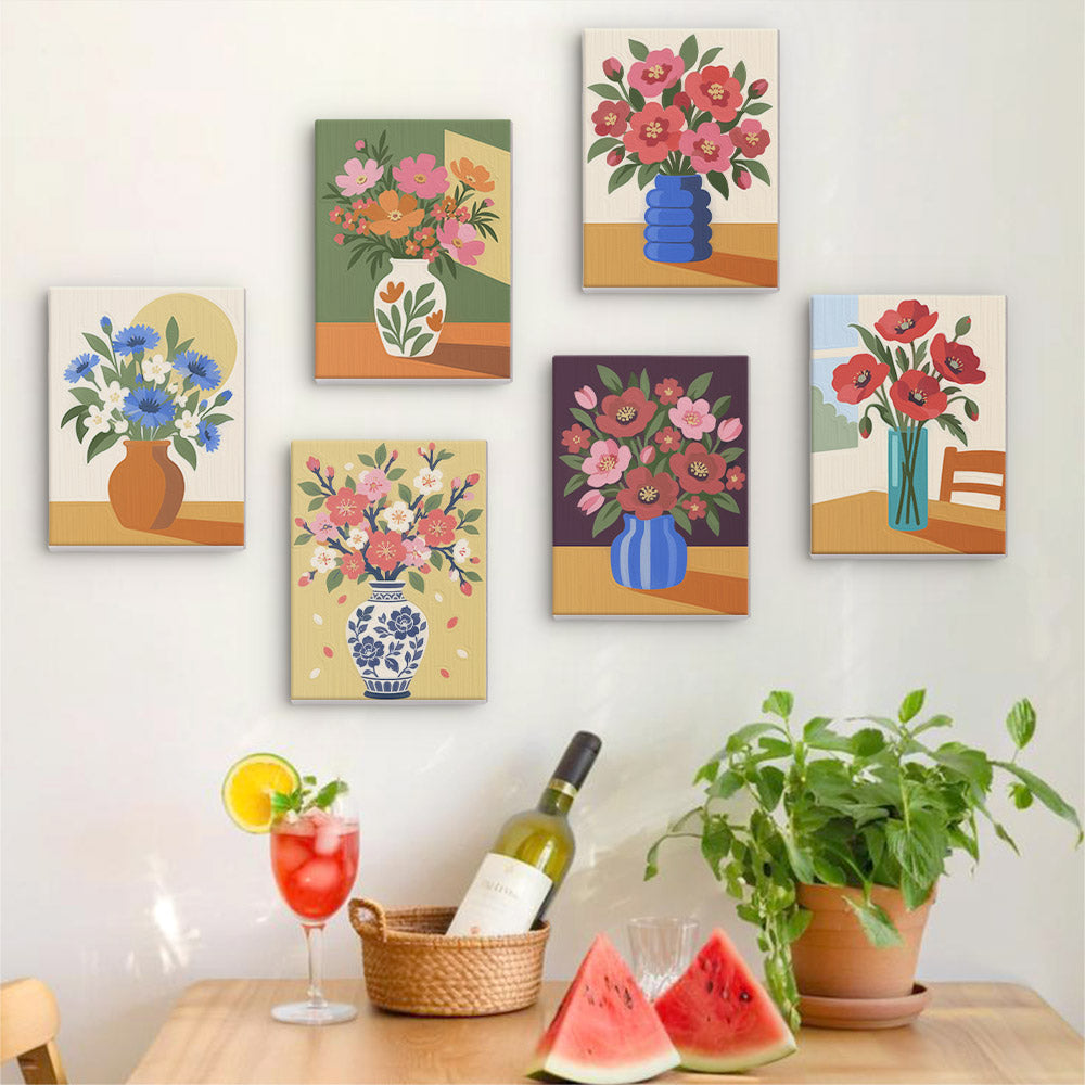 Cornflower and Poppy Vases mini paint by numbers – image 17